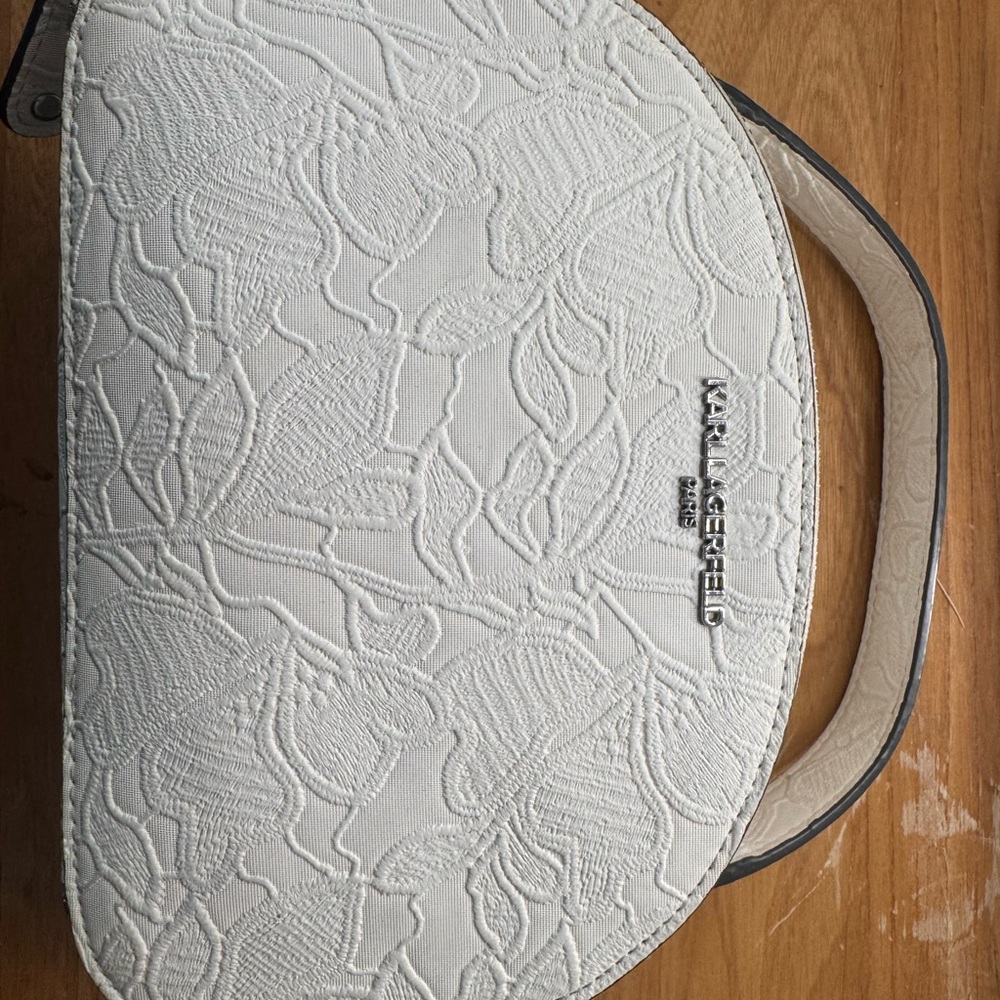 Karl Lagerfeld Cream Embossed Shoulder Bag